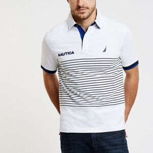 Nautica Men's Polo with Navy Stripes